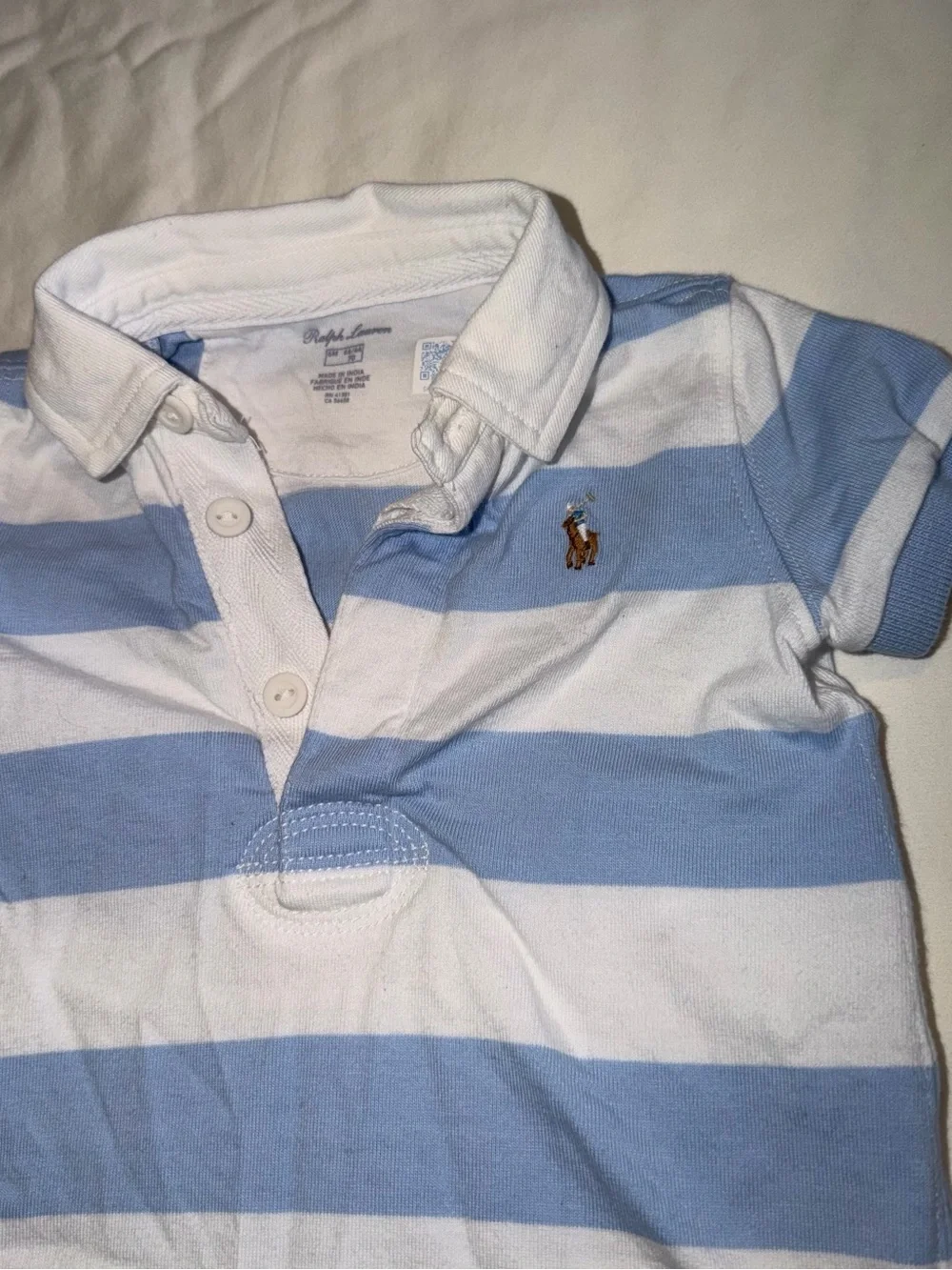 Ralph Lauren Blue & White Striped Polo One-Piece